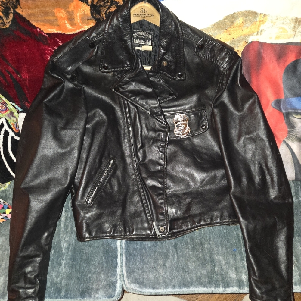 Vintage Motorcycle Cop Leather Jacket